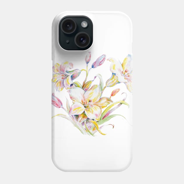 Color pencil of Easter Lilies Phone Case by ShiningLightGallery