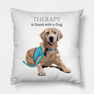 Therapy Dog Turquoise Pillow