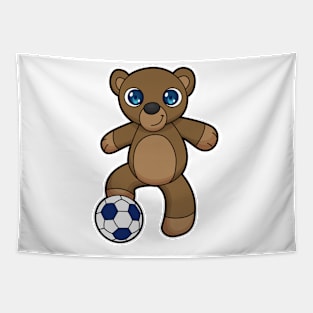 Bear as Soccer player with Soccer ball Tapestry