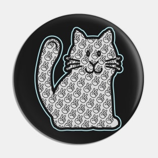 PEACE CAT STICKER | LIGHT BLUE TEAL AND GRAY Pin