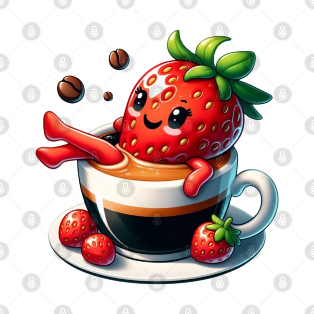 Strawberry Espresso Splash - A Berry Delicious Brew by vk09design