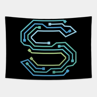 Alphabet S Circuit Typography Design Tapestry