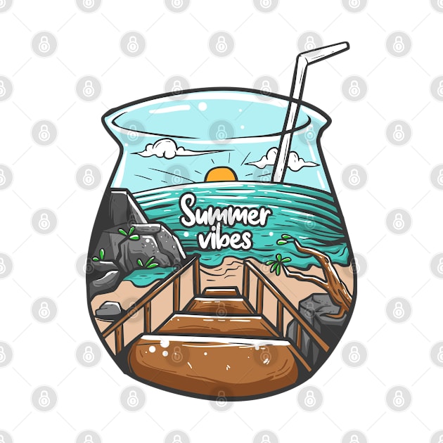 Summer Vibes Ocean Illustration by Mako Design 