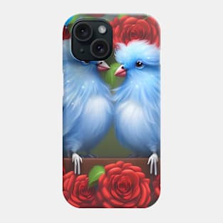 Two Cute Fluffy Blue Valentine Love Birds, Phone Case