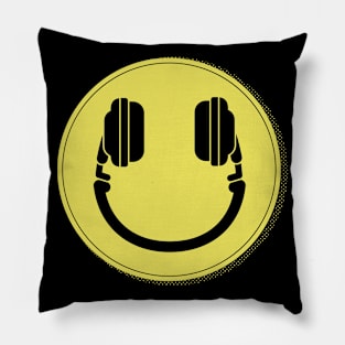 Music Makes Me Happy // Headphones Smiley Face Pillow