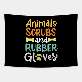 Animals, Scrubs And Rubber Gloves Vet Veterinary Tapestry