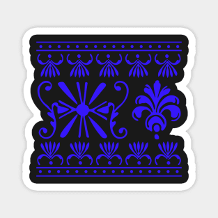 Retro Blue And Burnt Orange Indian Moroccan Oriental Aesthetic Pattern Magnet