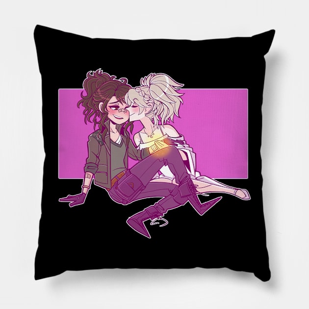 Crowefreya Smooches Pillow by CarolIrvine