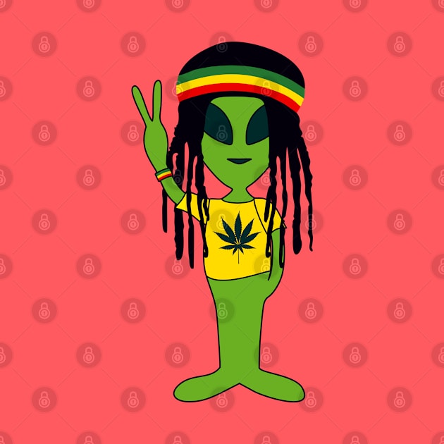 Peace Alien - Reggae Friend - Marijuana T-Shirt by EDDArt