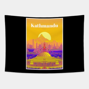 Kathmandu Nepal Vintage Travel and Tourism Advertising Print Tapestry