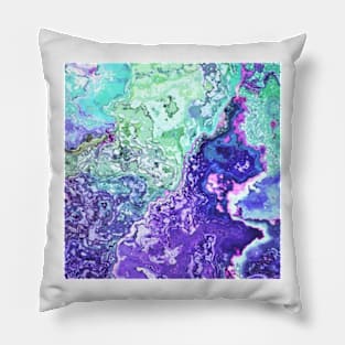 mint turquoise purple indigo marbled abstract digital painting Pillow