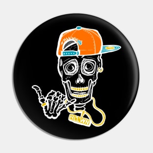 Skully Halloween - White Pin