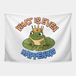 What is even happening - cute frog Tapestry