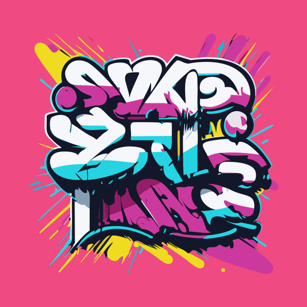 an urban t-shirt inspired by graffiti art and street culture, bold, colorful graffiti-style typography and street art elements by goingplaces