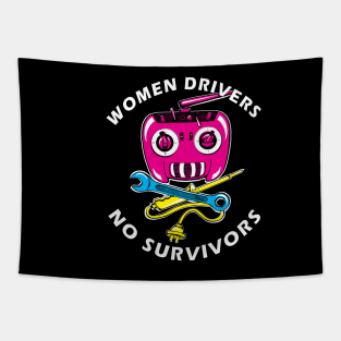 Women Drivers No Survivors Cheeky Combat Robot Builder Driver Tapestry