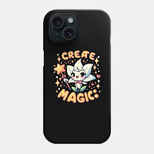 CREATE MAGIC - KAWAII FLOWERS INSPIRATIONAL QUOTES Phone Case