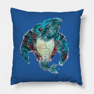 mosaic blue whale graphic Pillow