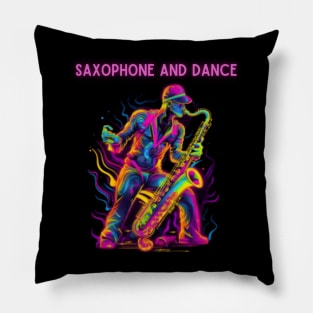 saxophone and dance, neon, saxophonist Pillow