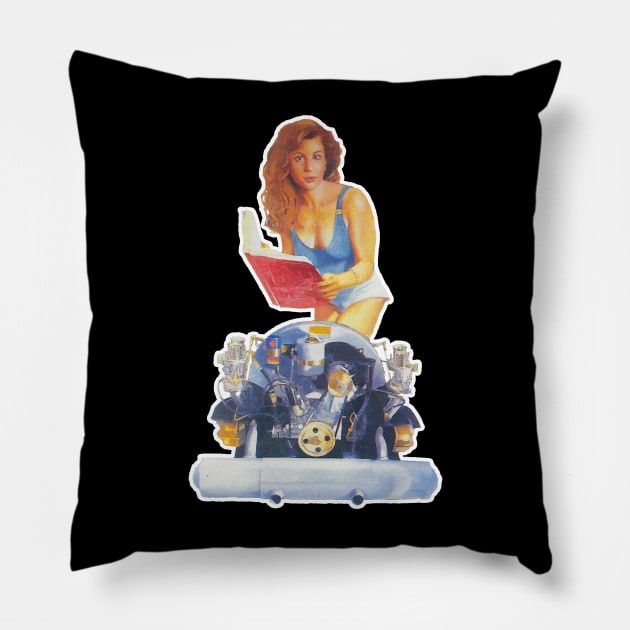 Porsche Engine Girl Pillow by RetroZest