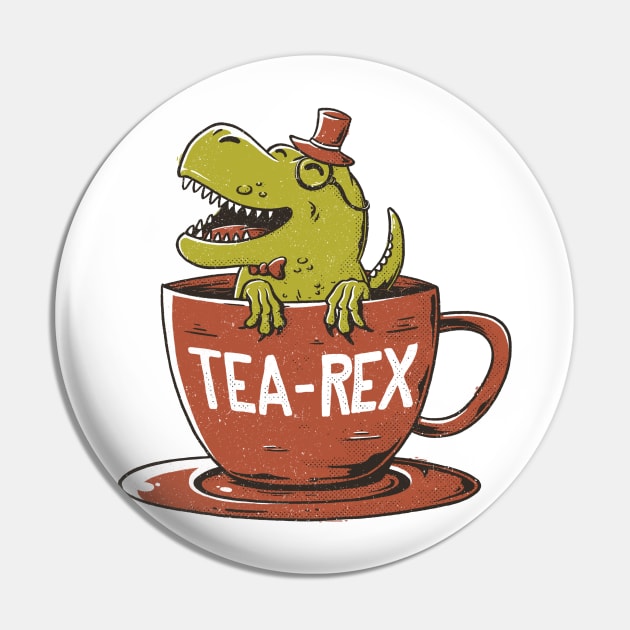 Tea-Rex - Cute Cup Dinosaur Gift Pin by eduely