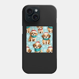 Christmas costume puppies- seamless pattern Phone Case