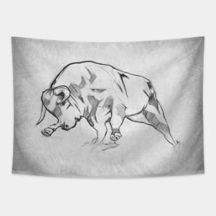 Bull - Handmade Pencil Drawing Tapestry