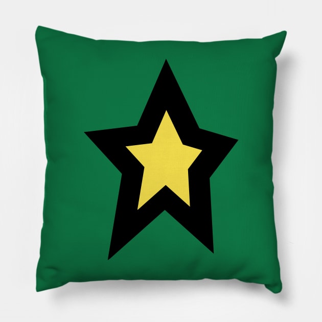 Yellow Star Thick Black Line Pillow by ellenhenryart