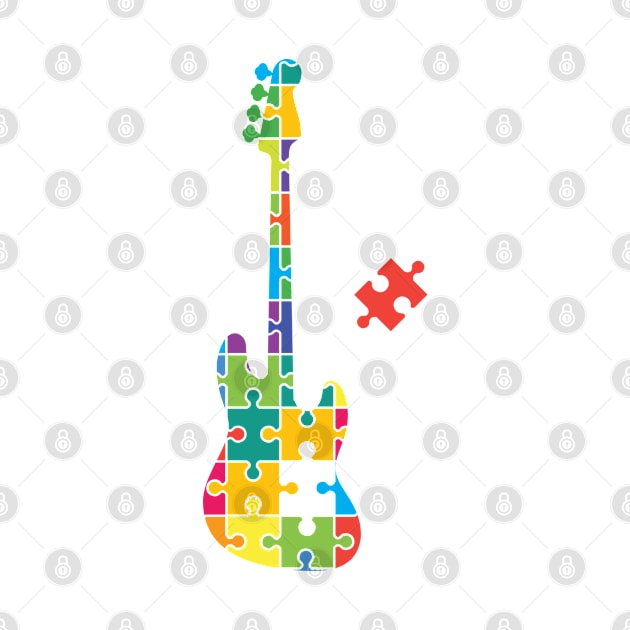 Color Puzzle Bass Guitar Silhouette by nightsworthy