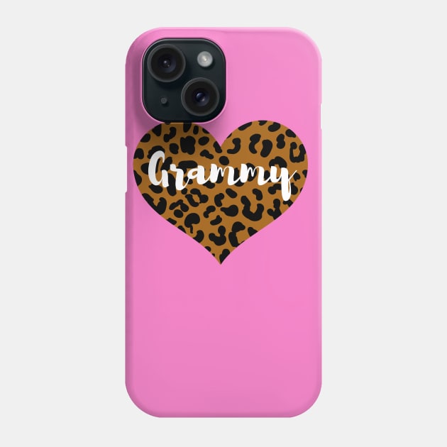 Cute Leopard Print Grammy Heart Phone Case by Hello Sunshine