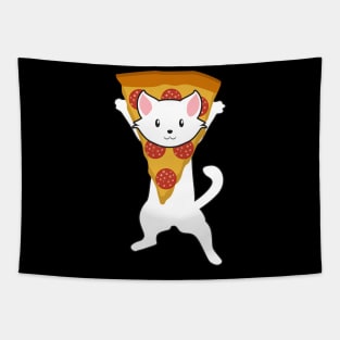 Funny Pepperoni Pizza Jumping Cat Tee Shirt Tapestry