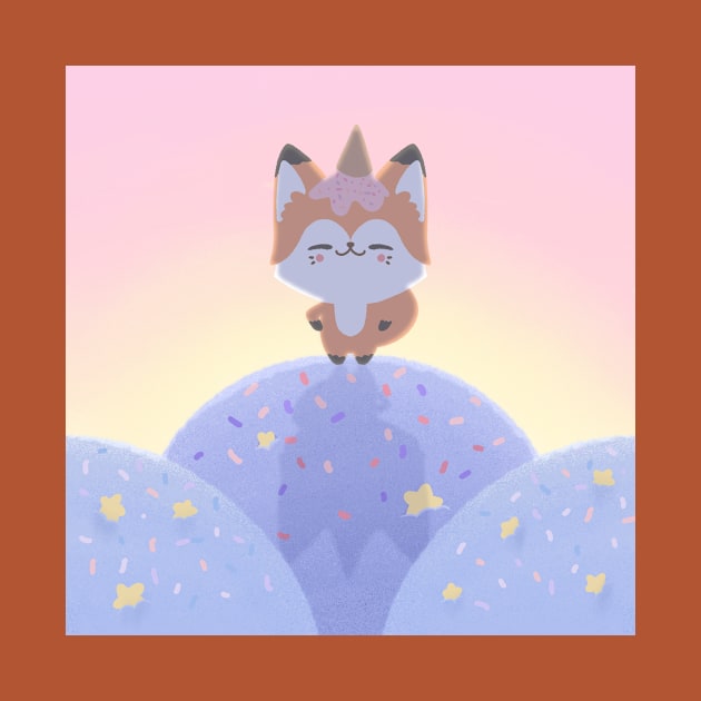 Kiki the fox dreaming of ice cream by House of Marlune