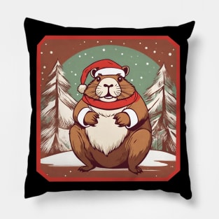 Funny Santa Capybara Pillow