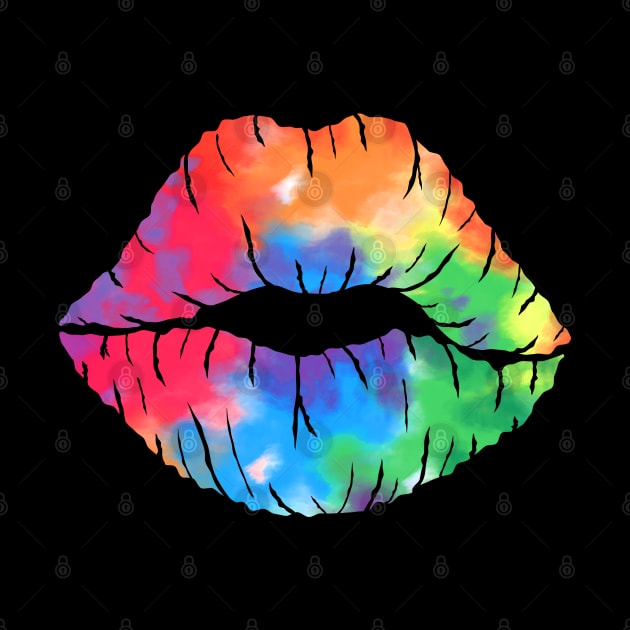 Tie Dye Rainbow Lips by lunamoonart