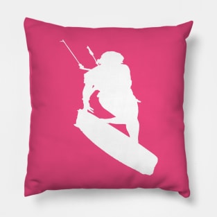 Kitesurfers Freestyle Kite Female Rider White Silhouette Pillow