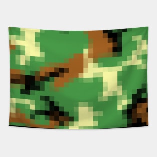 Pixelated Army Camouflage Design Tapestry