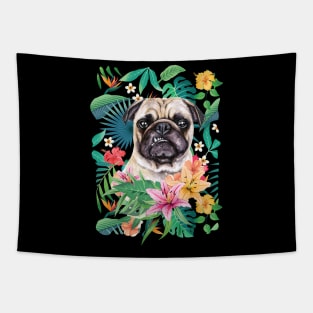 Tropical Pug 5 Tapestry