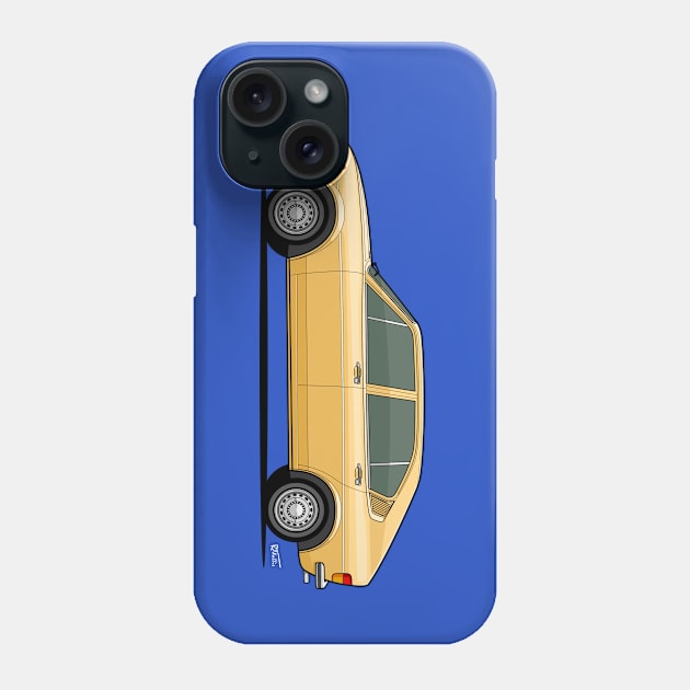 Alfasud side profile drawing - Yellow Phone Case by RJW Autographics