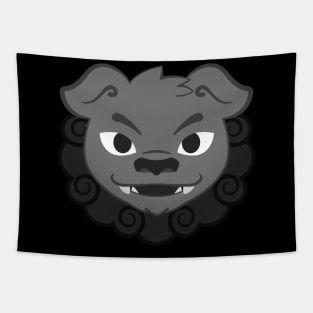 Grey Komainu Lion Dog Tapestry