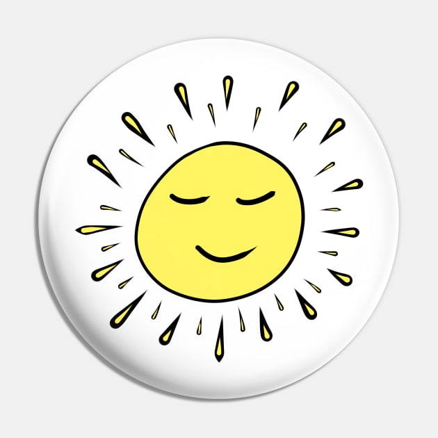 Smilling Sun Yellow Hand Drawing Pin by me and dinosaur