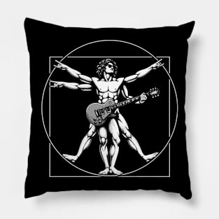 Retro Vitruvian Man Guitar Rock Music Concert Festival Novelty Funny Guitar Pillow