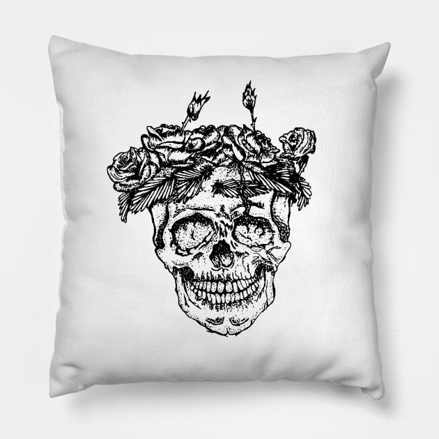 Rose Skull Pillow by iksill