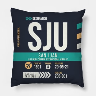 San Juan (SJU) Puerto Rico Airport Code Baggage Tag Pillow