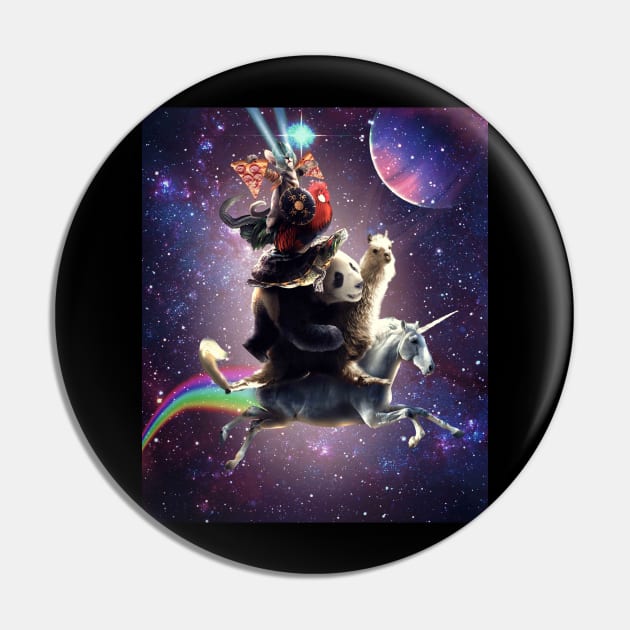 Cat Riding Chicken Turtle Panda Llama Unicorn Pin by Random Galaxy