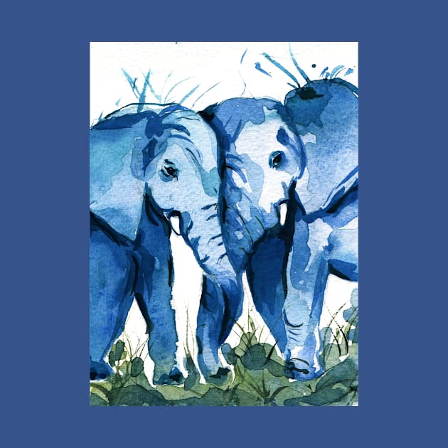 Elephants watercolor by NadiiaGogol