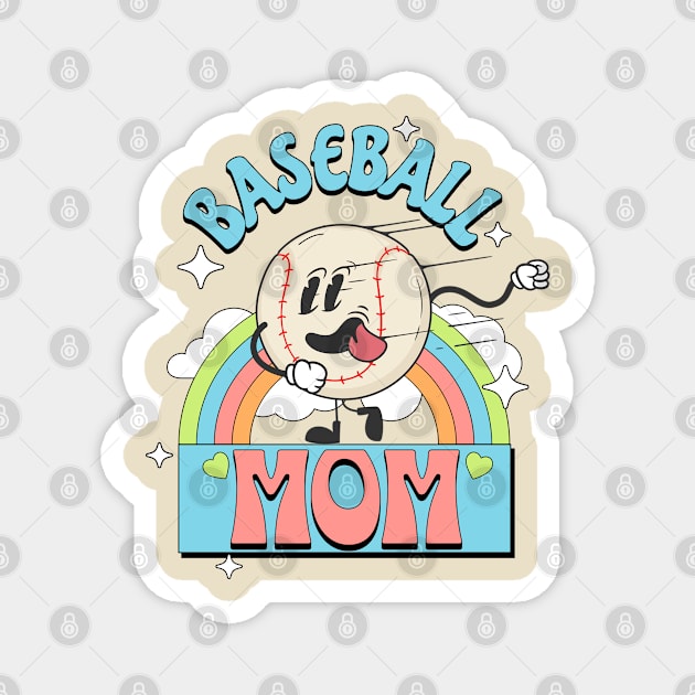 Retro Baseball Mom Shirt Magnet by IncpetionWear