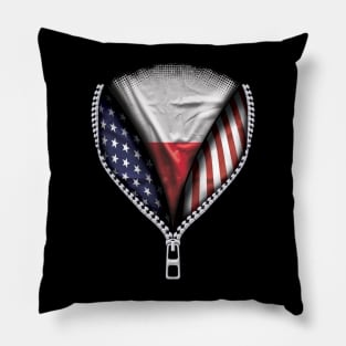 Polish Flag  Poland Flag American Flag Zip Down - Gift for Polish From Poland Pillow