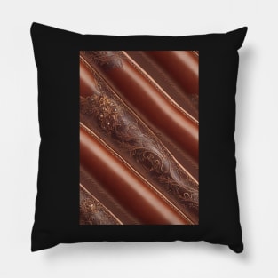 Dark Brown Ornamental Leather Stripes, natural and ecological leather print #70 Pillow