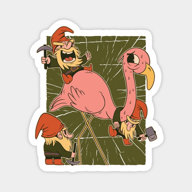 The Great Flamingo Hunt Magnet by Cosmo Gazoo