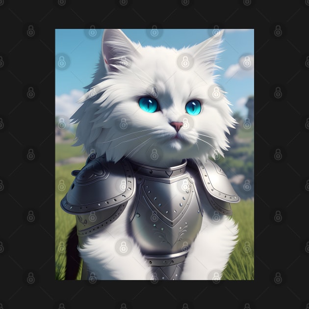 Cat in Armor - Modern Digital Art by Ai-michiart