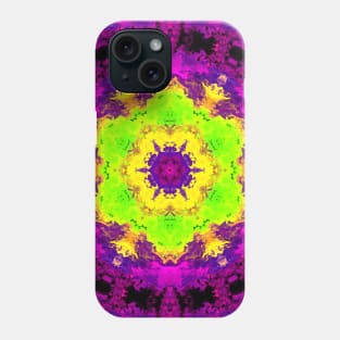 Psychedelic Kaleidoscope Flower Purple Yellow and Green Phone Case